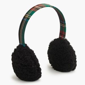 J.CREW Faux Fur Shearling Earmuffs Tartan Plaid